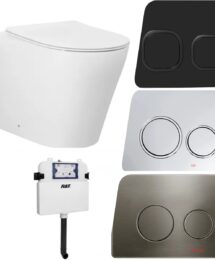 Inspire ALZANO Rimless Concealed Cistern Wall Faced Toilet Suite with Button