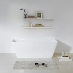 AVIS 1575mm 1700mm Back To Wall Square Rectangular Freestanding Acrylic Bath Tub