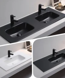 OLIVIA 600 750 900 1200 1500mm Matte Black Ceramic Bathroom Vanity Top Only
