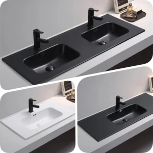 OLIVIA 600 750 900 1200 1500mm Matte Black Ceramic Bathroom Vanity Top Only