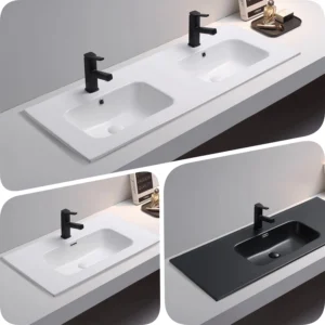 OLIVIA 600 750 900 1200 1500mm Matte White Ceramic Bathroom Vanity Top Only