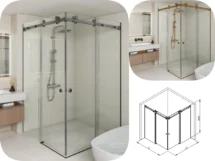 CVP033 Frameless Corner Entry Shower Enclosure Double Sliding Door Mix & Match