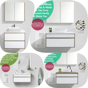 Aero 1500mm Matte White & White Oak Two Tone Wall Hung Vanity