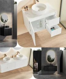 750mm CETO Brindabella Fluted PVC Water Proof Matte White Polyurethane Vanity