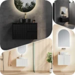 750mm CETO Brindabella Fluted PVC Water Proof Matte BLACK Polyurethane Vanity