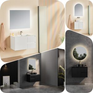 900mm CETO Brindabella Fluted PVC Water Proof Matte Black Polyurethane Vanity