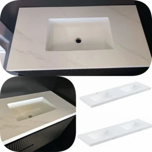 50mm Apron Ceto 600 - 1500 Sintered Ceramic Bathroom Vanity Top with / without Tap Hole
