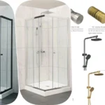 Square Corner Semi-Frameless Double Sliding Glass Shower Screen Colour Framed / Half Panel
