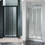 Wall to Wall Triple Sliding Door Shower Screen Rectangular Framed Black / Chrome