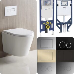Mercio Zara Rimless Concealed Cistern Wall Hung Toilet Suite (button optional)