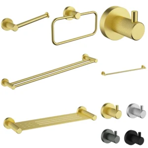 ACL ikon Linie Brushed Gold Bathroom  Accessory Set/Paper holder, Towel Rail