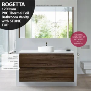 Walnut Oak 1200mm Bogetta PVC Foil Timber Wood Grain Wall Hung Vanity