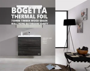 Dark Grey Oak 750mm Bogetta PVC Foil Timber Wood Grain Wall Hung Vanity