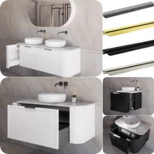 Riva Houston 1500mm Plywood Shaker Cured Wall Hung Vanity Cabinet / Stone Top