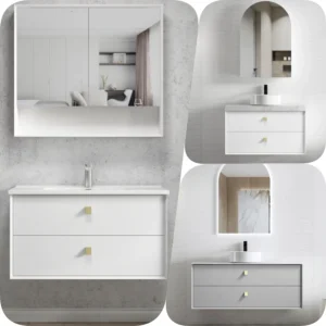 1200mm Otti Boston Plywood Matte White / Light Grey Wall Hung Vanity