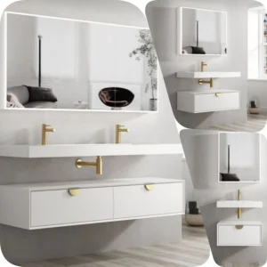 Otti Moonlight 1500mm Plywood Matte White Polyurethane Wall-hung Cabinet