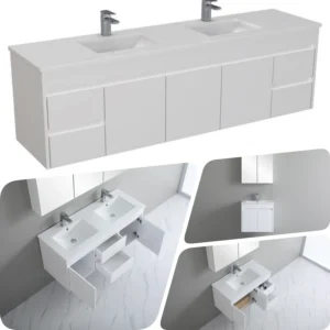 Polar 1800mm PVC Waterproof White Polyurethane Wall Huang Vanity