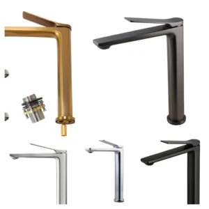 RUSHY High Rise Basin Mixer Gun Metal Grey, Matte Black, Chrome, Brushed Nickel, Yellow Gold