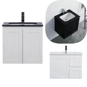 600mm Acacia Ceto Shaker PVC Water Proof Wall Hung Vanity Drawers & Cabinet