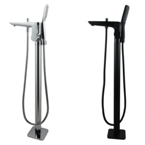 Freestanding Bath Mixer With Diverter & Handheld Shower Chrome/Matte Black