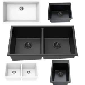Lukka STONE Black / White Quartz Granite Single / Double Kitchen Sink
