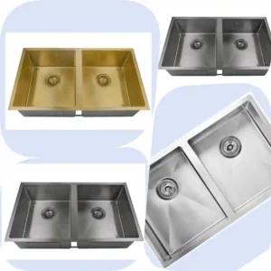 Eden 760mm Double Bowl Kitchen Sink Stainless Steel Gold Gunmetal Matte Black