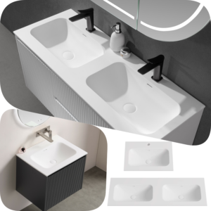 Ceto 600 - 1500 Chiefly Solid Surface Stone Bathroom Vanity Top with / without Tap Hole