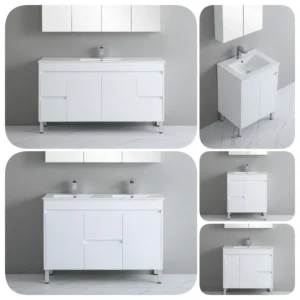 Polar 1200mm PVC Waterproof White Polyurethane Floor Standing Vanity