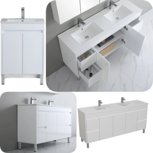 Polar 1500mm PVC Waterproof White Polyurethane Floor Standing Vanity