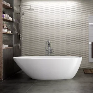 VEDA 1690mm Egg Shape Oval Acrylic Freestanding Bath Tub Matte White / Gloss White