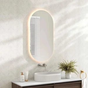 Mercio Touch Free Luna LED Oval Mirror 500 x 900mm - with Adjustable LED Lighting
