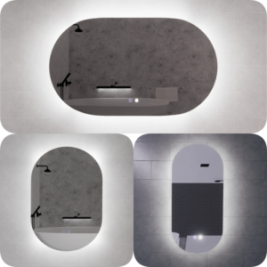 450-1500mm Riva frameless Copper Free Backlit Dimmable LED Mirror Demister Pad IP44