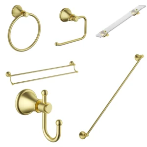 ACL ikon Clasico Brushed Gold Traditional Victorian 8-Piece Bathroom Hardware Set