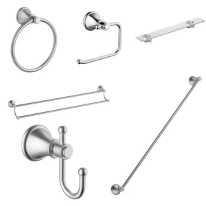ACL ikon Clasico Brushed Nickel Traditional Victorian 8-Piece Bathroom Hardware Set