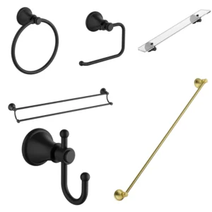 ACL ikon Clasico Matte Black Traditional Victorian 8-Piece Bathroom Hardware Set
