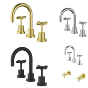 ACL Brass Cross Basin Tap Set Jumper Valve Premium Electroplated PVD Lead Free