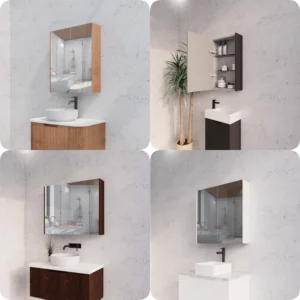 Riva GENEVA Fluted Pencil Edge mirror cabinet 450–1500mm 5 colours 150mm deptt