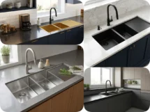 Poseidon 1160mm Double Bowl Kitchen Sink with Drainer Silver/Gunmetal/Black/Gold