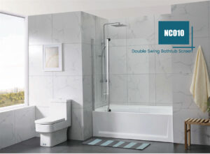 1000/1200mm x 1500mm Fixed & Swing Panel Over Bathtub Pivot Door Shower Screen