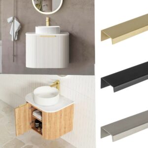 600mm Otti Bondi Curved Fluted Matte White / Woodland Oak Plywood Vanity