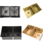 775x450x220mm Stainless Steel Kitchen Double Sink Gold Grey Black