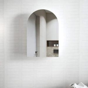 ARCHIE 900x600mm Arch Curved Matte White Mirror Shaving Cabinet RHS ARSV9060