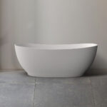 LAYLA 1500mm 1700mm Matte White Super Slim Oval Freestanding Acrylic Bath Tub