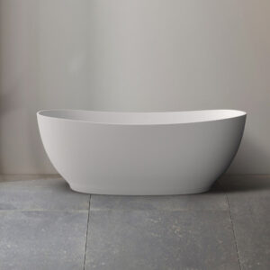 LAYLA 1500mm 1700mm Matte White Super Slim Oval Freestanding Acrylic Bath Tub