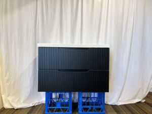 Lombok Matte Black Polyurethane Fluted Panel Bathroom Vanity  Polymarble Top