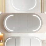 Mercio Athena LED Pill Shape Mirror Shaving Cabinet PVC Matte White