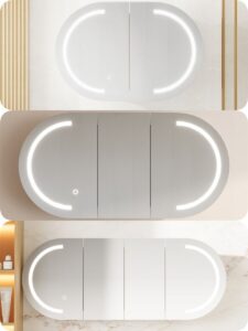 Mercio Athena LED Pill Shape Mirror Shaving Cabinet PVC Matte White