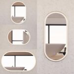 Riva 450 600 1200mm Pill Shape Brushed Gold Framed LED Mirror /Demister/Dimmable