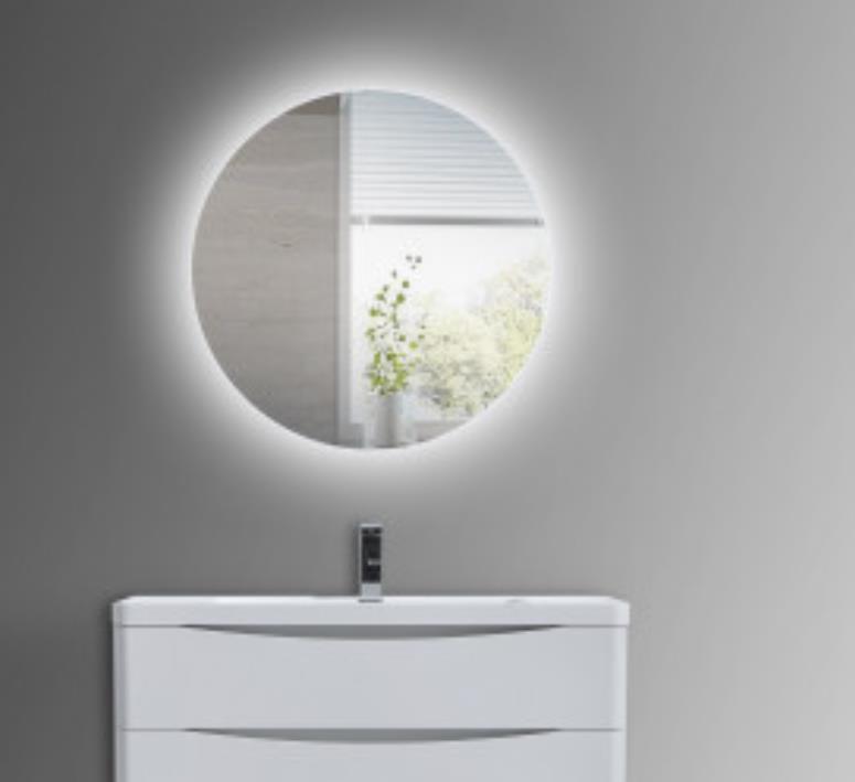 antiempañamiento espejo de baño con interruptor táctil 3200-6500 K IP44 80 x 60 cm Peralng Espejo de baño con iluminación bajo consumo y regulable 3 colores de luz 