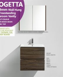 *SALE*  600mm Bogetta Walnut Oak PVC Foil Timber Wood Grain Wall Hung Vanity